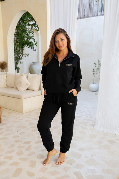 Wifey Half Zip Sweater