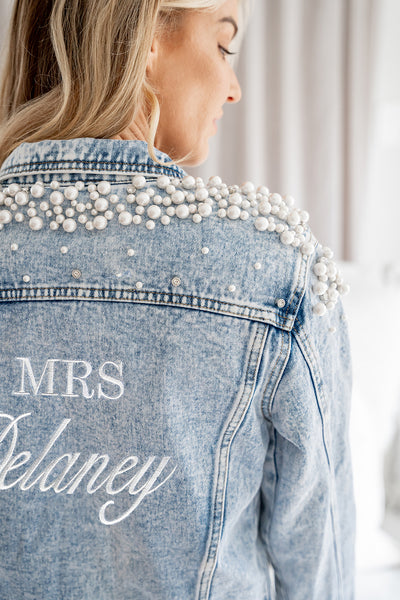 Luxe Pearl Embroidered Denim Jacket – AllThingsNice