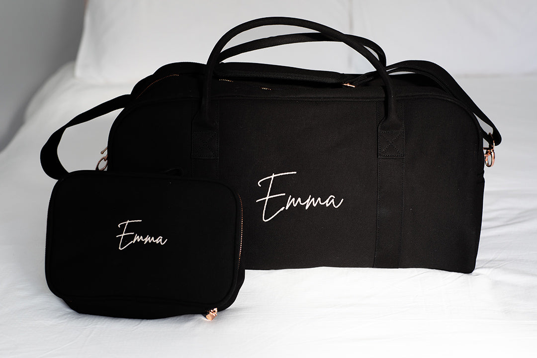 personalised duffle &amp; toiletry bag