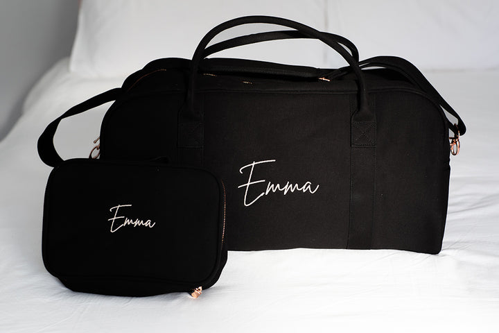 personalised duffle &amp; toiletry bag